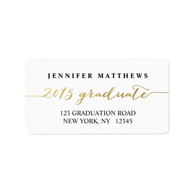Gold Black 2015 | Graduation Address Label (Front)