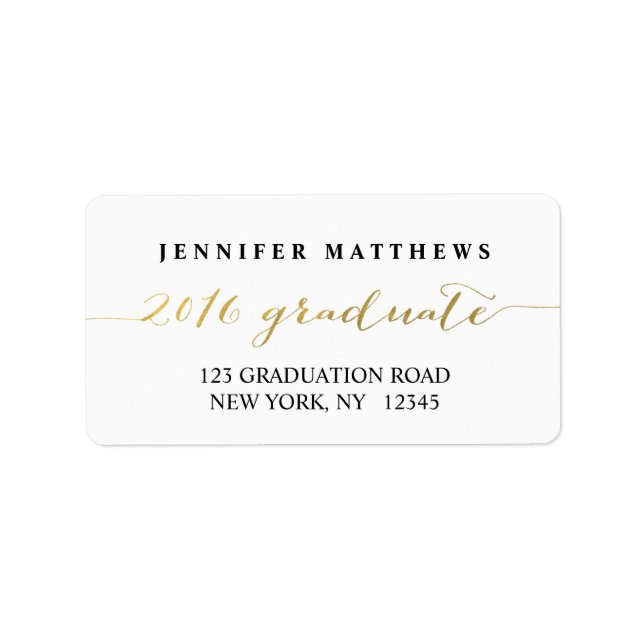 Gold Black 2016 | Graduation Address Label (Front)