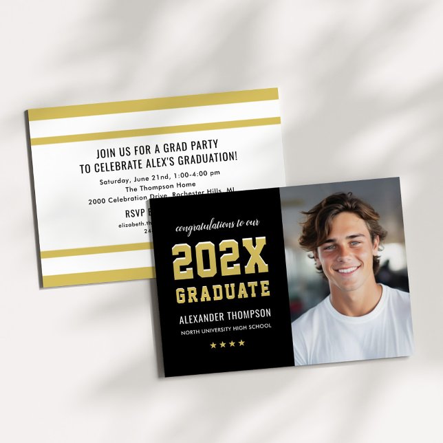 Gold Black 2026 Graduate Photo Party Invitation (Creator Uploaded)