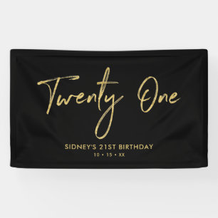 Gold & Black   21st Birthday Party Banner