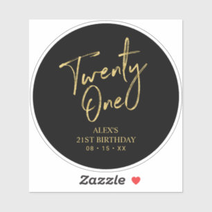 Gold & Black 21st Birthday Party Favour Thank you