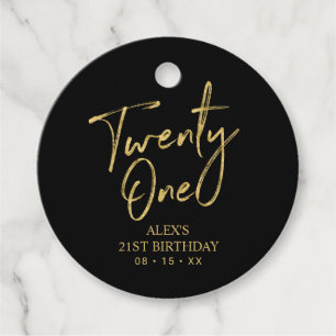 Gold & Black 21st Birthday Party Favour Thank you Tags