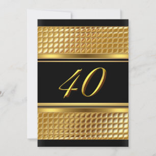Gold & Black 40th Birthday Party Invitation