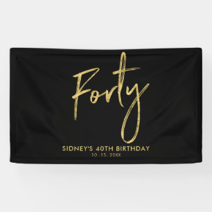 Gold & Black 40th Birthday Party Welcome Banner