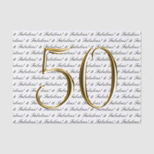 Gold Black 50 and Fabulous   50th Birthday Tissue Paper