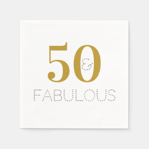 Gold Black 50 and fabulous Birthday Paper Napkin