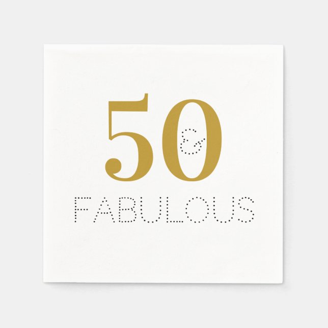 Gold Black 50 and fabulous Birthday Paper Napkin (Front)