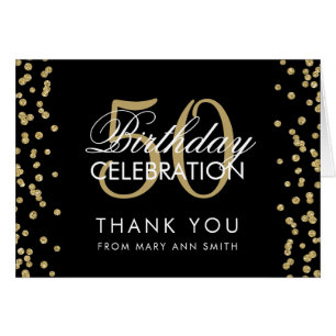 Gold Black 50 Birthday Thank you Glitter Confetti