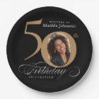 Gold Black 50th Birthday Calligraphy Custom Photo