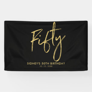 Gold & Black 50th Birthday Party Welcome Banner