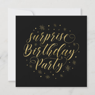 Gold & Black   50th Surprise Birthday Party Invitation