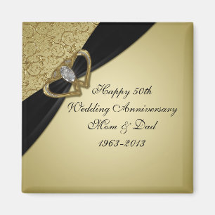 Gold Black 50th Wedding Anniversary Magnet