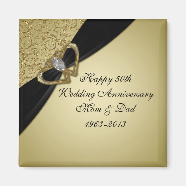 Gold Black 50th Wedding Anniversary Magnet (Front)