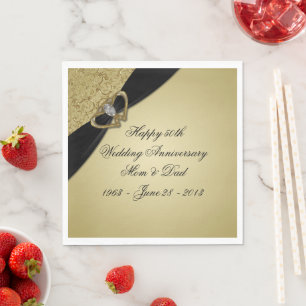 Gold Black 50th Wedding Anniversary Napkin