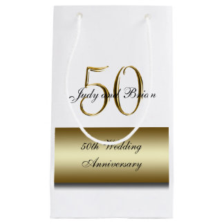 Gold Black 50th Wedding Anniversary Small Gift Bag