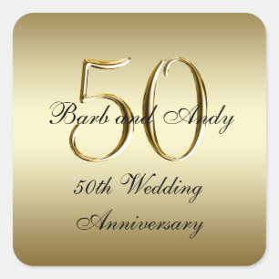 Gold Black 50th Wedding Anniversary Square Sticker