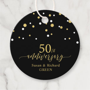 Gold & Black 50th Wedding Anniversay Celebration Favour Tags