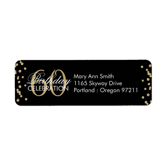 Gold Black 60th Birthday Glitter Confetti (Front)
