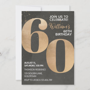 Gold Black 60th Birthday Invitation