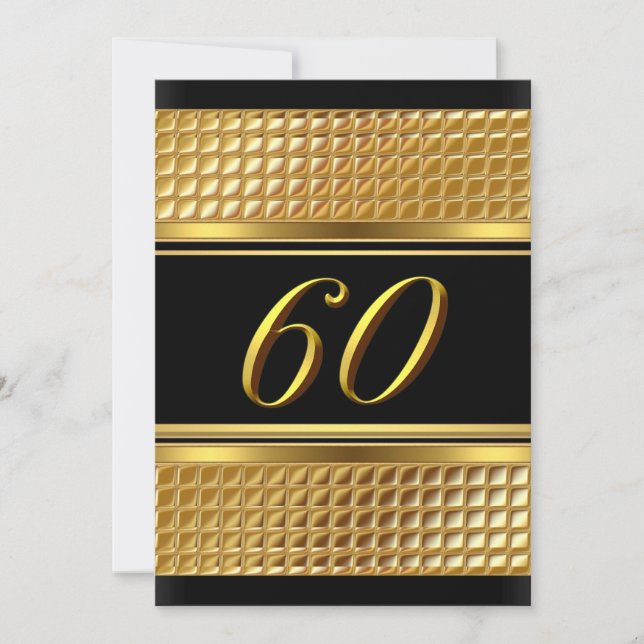 Gold & Black 60th Birthday Party Invitation (Front)