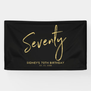 Gold & Black 70th Birthday Party Welcome Banner