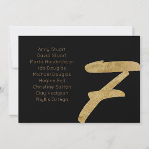 Gold Black 7 table number Wedding seating Card