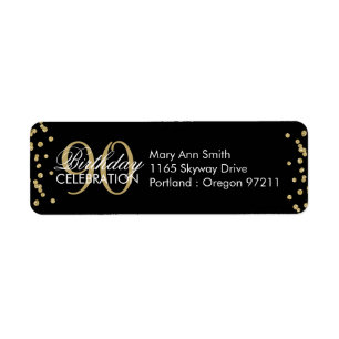 Gold Black 90th Birthday Glitter Confetti