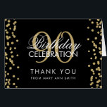 Gold Black 90th Birthday Thank you Glitter<br><div class="desc">Elegant 90th Birthday Party Gold Faux Glitter Confetti Black template. Easy to use and easy to personalise. Order Today!</div>