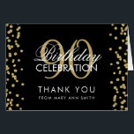 Gold Black 90th Birthday Thank you Glitter<br><div class="desc">Elegant 90th Birthday Party Gold Faux Glitter Confetti Black template. Easy to use and easy to personalise. Order Today!</div>