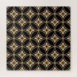 Gold & Black: Abstract Floral Vintage Jigsaw Puzzle