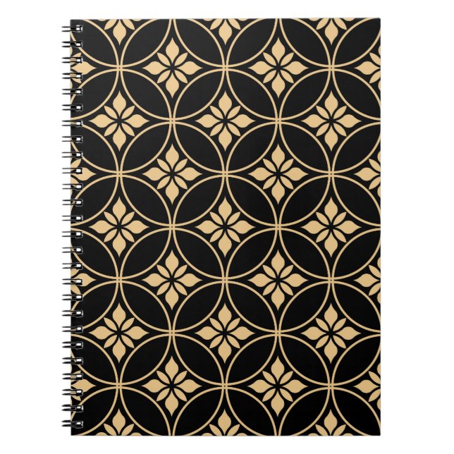 Gold & Black: Abstract Floral Vintage Notebook (Front)