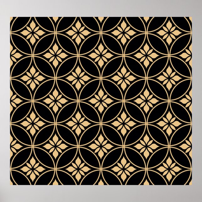 Gold & Black: Abstract Floral Vintage Poster (Front)