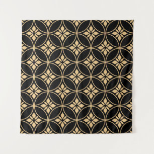 Gold & Black: Abstract Floral Vintage Tapestry