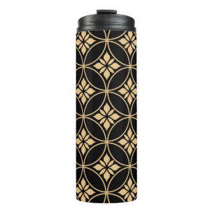 Gold & Black: Abstract Floral Vintage Thermal Tumbler