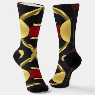 Gold Black Abstract Pattern Socks