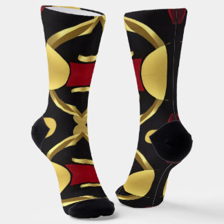 Gold Black Abstract Pattern Socks