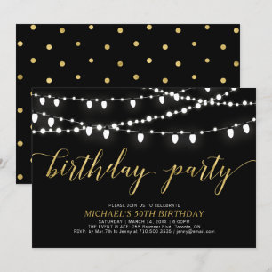 Gold & Black Adult Men's 50th Birthday Party Invitation