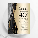 Gold Black Agate Surprise 40th Birthday Invitation<br><div class="desc">Black and gold agate surprise 40th birthday party invitation. Elegant modern design featuring royal agate marble geode background,  faux glitter gold and typography script font. Trendy invite card perfect for a stylish women's bday celebration. Printed Zazzle invitations or instant download digital printable template.</div>