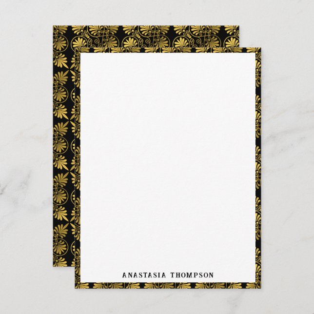 Gold Black Ancient Greek Meander Pattern Card (Front/Back)