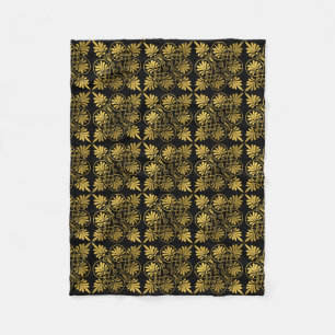 Gold Black Ancient Greek Meander Pattern Fleece Blanket