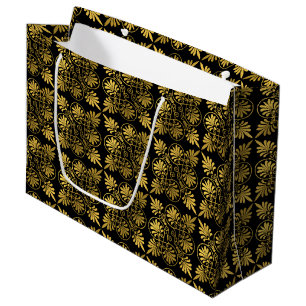 Gold Black Ancient Greek Meander Pattern Large Gift Bag