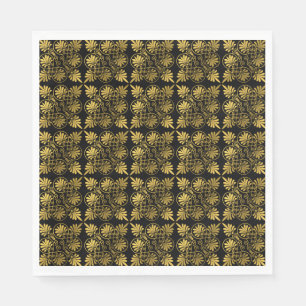 Gold Black Ancient Greek Meander Pattern Napkin