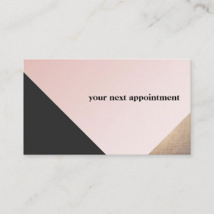 Gold, Black and Pink Geometric Salon Appointment Card