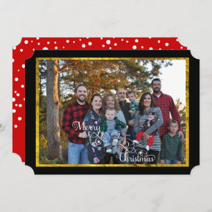 Gold Black and Red Family Photo Holiday Christmas