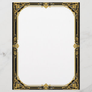 Gold Black and White Art Deco Stationery Paper Custom Letterhead