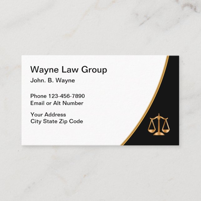 Gold Black And White Attorney Law Scale Business Card (Front)