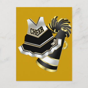 Gold Black and White Cheerleader Postcard