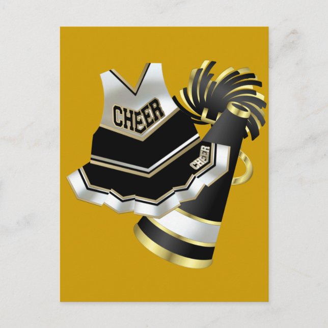 Gold Black and White Cheerleader Postcard (Front)