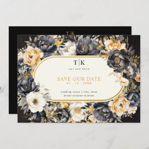 Gold Black and White Moody Wedding Save The Date
