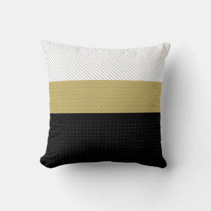 Gold, Black and White Striped Cushion